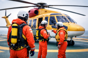 Helicopter safety & escape (HUET/CA EBS): Boarding procedures, emergency breathing systems and underwater escape