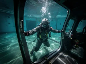 What happens during a HUET underwater escape exercise?