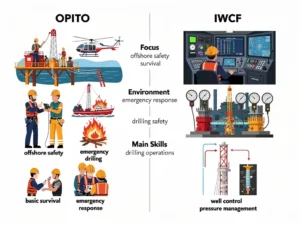 What is the difference between OPITO and IWCF training?