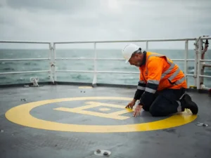 Comment assurez-vous le respect des normes de sécurité de l'héliport entre deux atterrissages d'hélicoptères ?