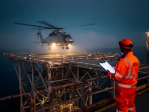 Hoe draagt een veiligheidsbeheersysteem voor helikopterplatforms bij aan de naleving van de offshore-voorschriften?