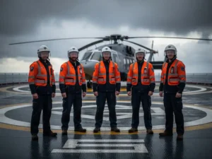 What is the minimum crew size required for safe helideck operations?